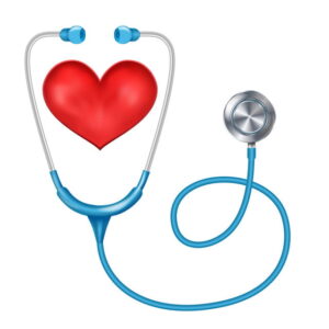 Medical Phonendoscope Isolated Vector. Medical Diagnosis. Red Heart. Health are Concept. Illustration